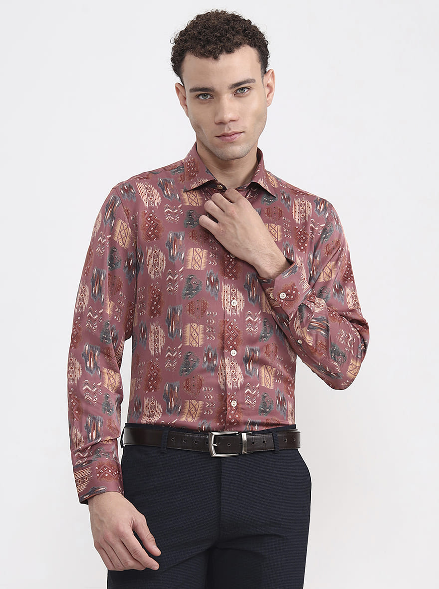 Multicolor Printed Slim Fit Formal Shirt | JadeBlue Super Luxe