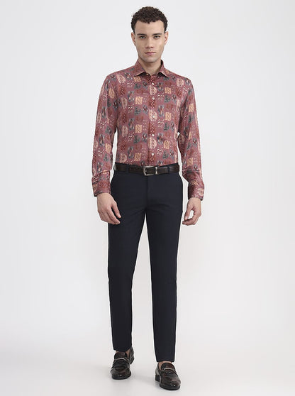 Multicolor Printed Slim Fit Formal Shirt | JadeBlue Super Luxe