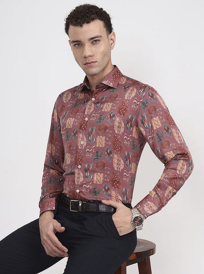 Multicolor Printed Slim Fit Formal Shirt | JadeBlue Super Luxe