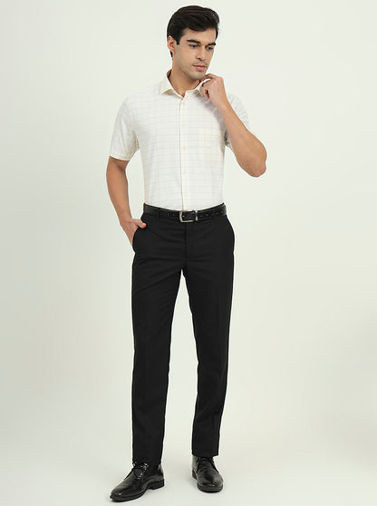Off-White & Grey Checked Regular Fit Formal Shirt | Greenfibre
