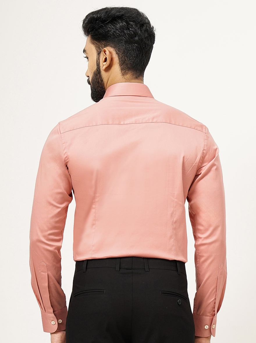 Dusty Pink Solid Slim Fit Party Wear Shirt | Wyre
