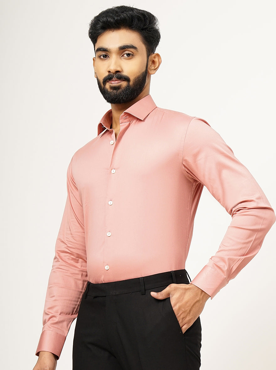 Dusty Pink Solid Slim Fit Party Wear Shirt | Wyre