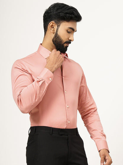 Dusty Pink Solid Slim Fit Party Wear Shirt | Wyre