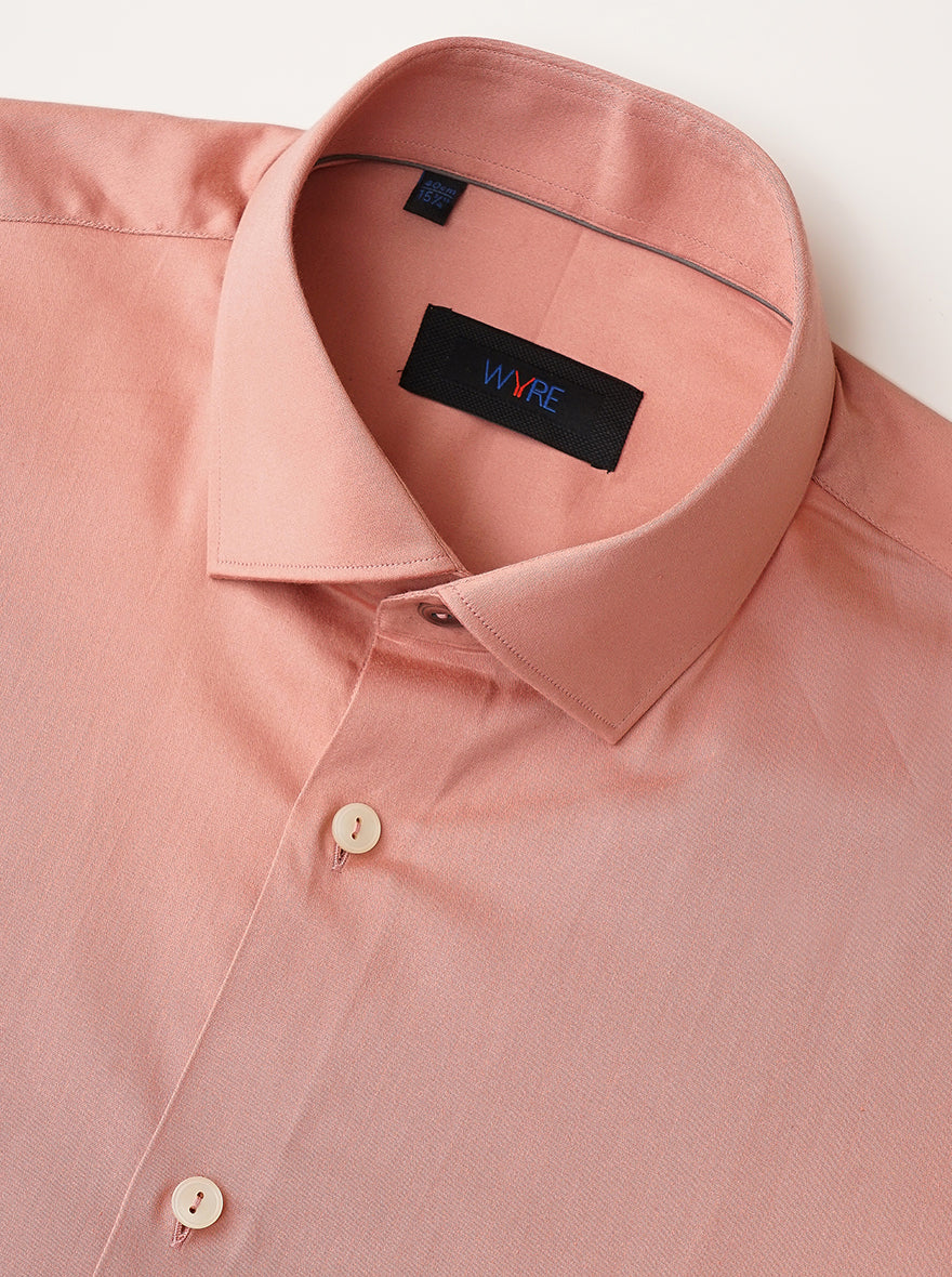 Dusty Pink Solid Slim Fit Party Wear Shirt | Wyre
