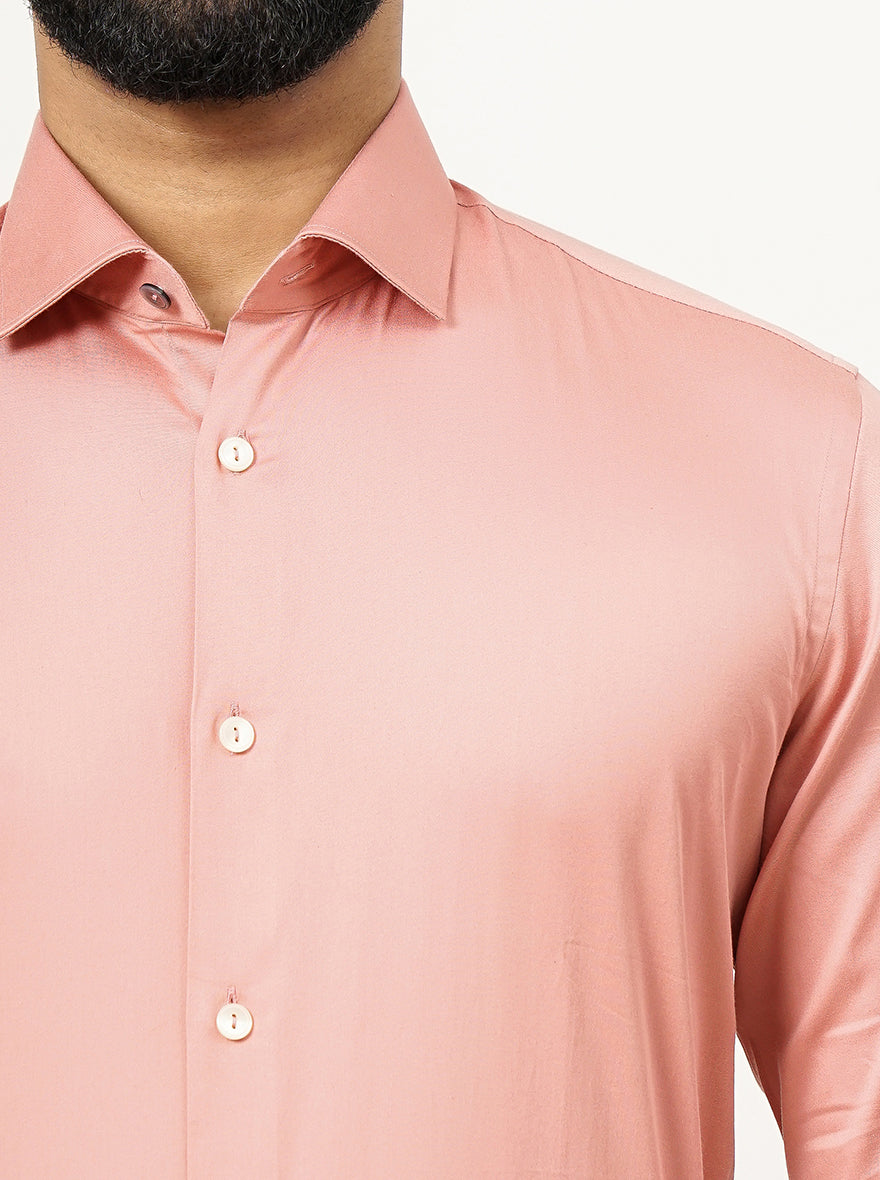Dusty Pink Solid Slim Fit Party Wear Shirt | Wyre