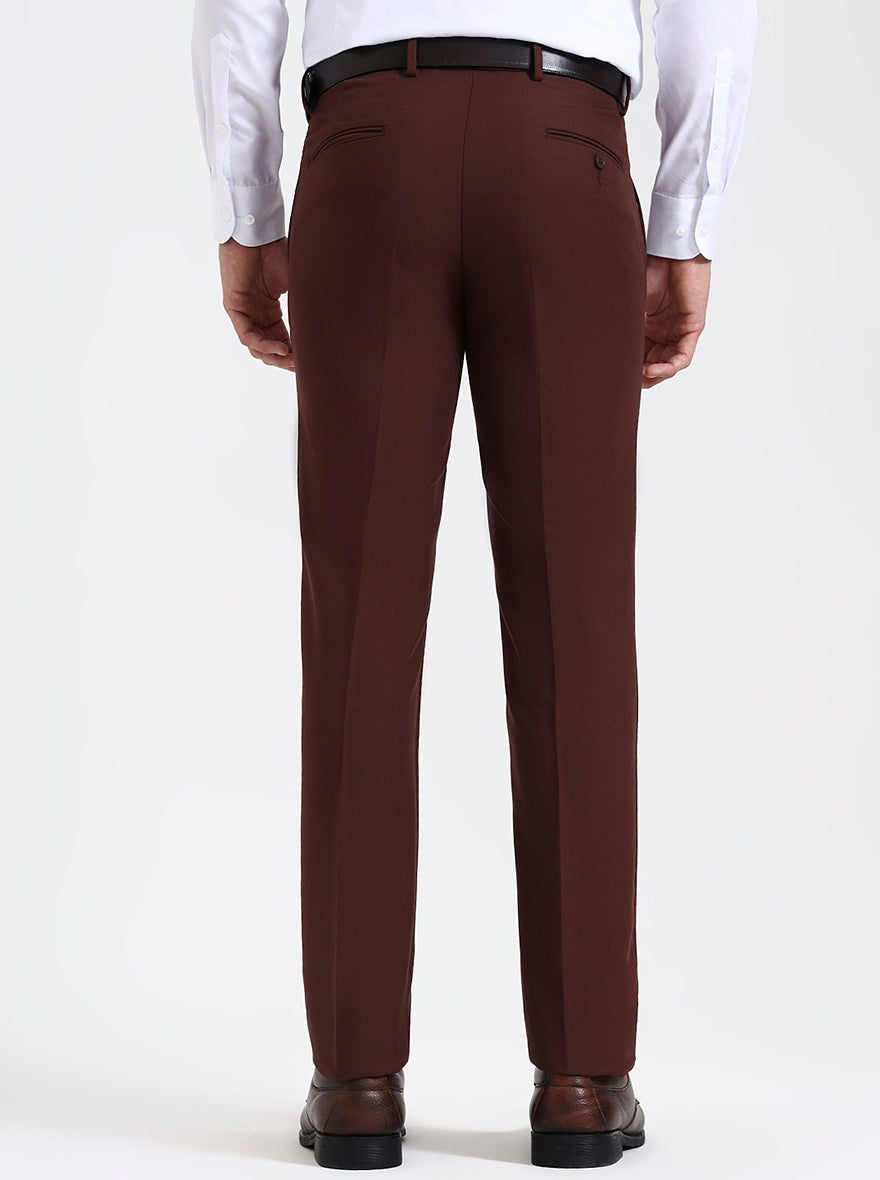 Rust Solid Slim Fit Formal Trouser | Metal