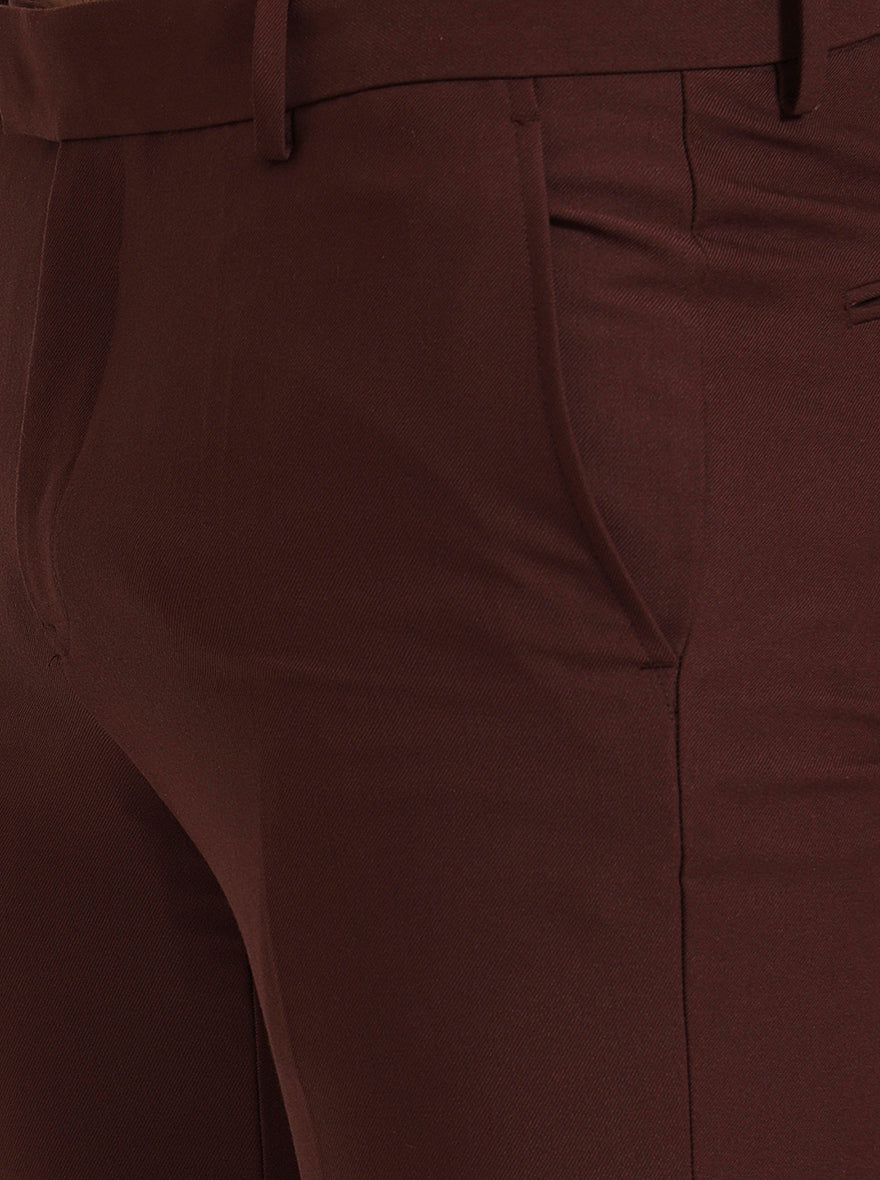 Rust Solid Slim Fit Formal Trouser | Metal