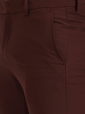 Rust Solid Slim Fit Formal Trouser | Metal