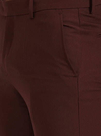 Rust Solid Slim Fit Formal Trouser | Metal