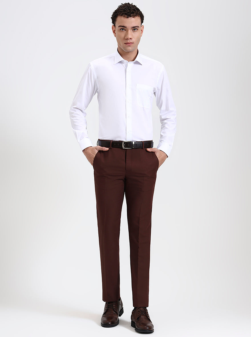 Rust Solid Slim Fit Formal Trouser | Metal