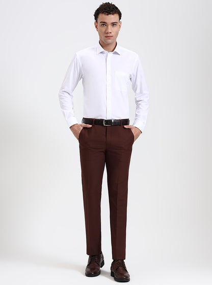 Rust Solid Slim Fit Formal Trouser | Metal