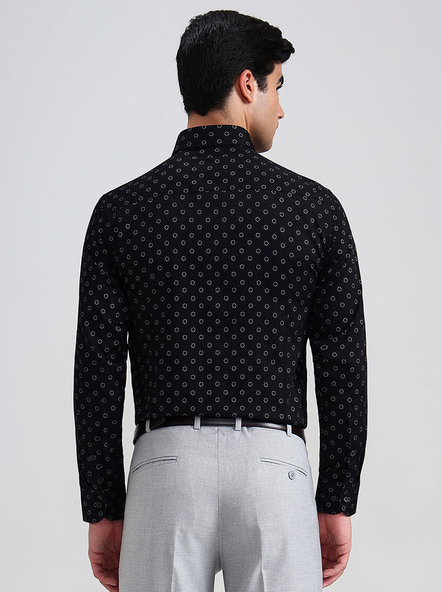 Black Printed Slim Fit Formal Shirt | Metal