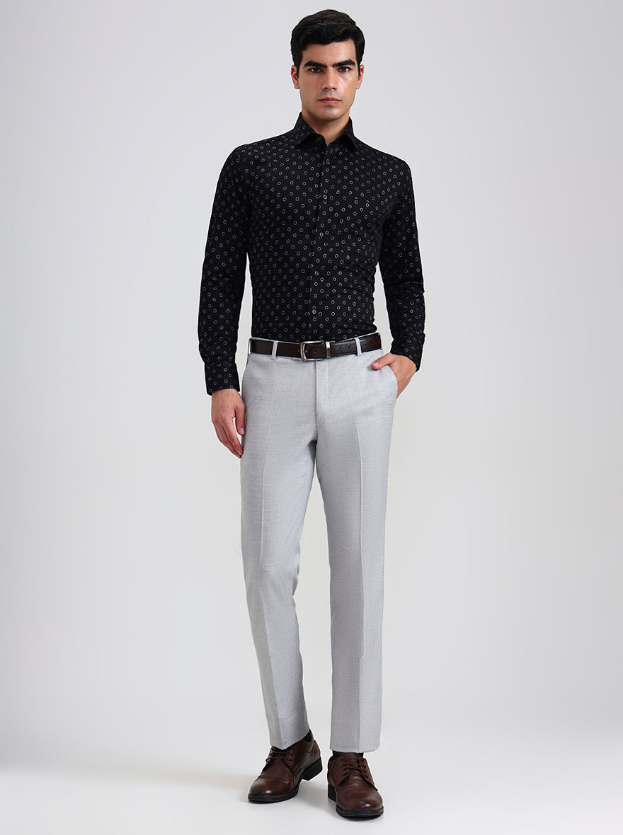 Black Printed Slim Fit Formal Shirt | Metal