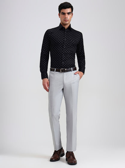 Black Printed Slim Fit Formal Shirt | Metal