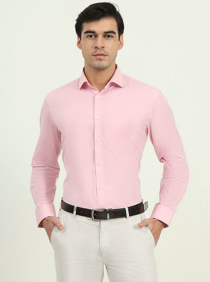 Pink Solid Regular Fit Formal Shirt | Greenfibre