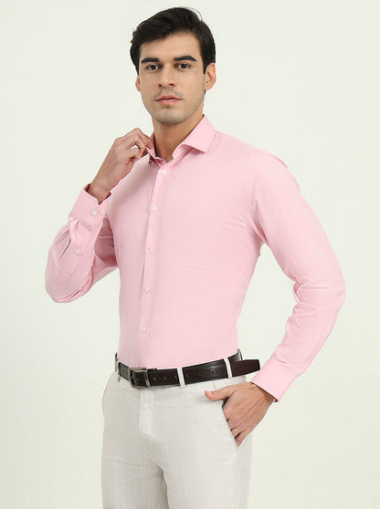 Pink Solid Regular Fit Formal Shirt | Greenfibre