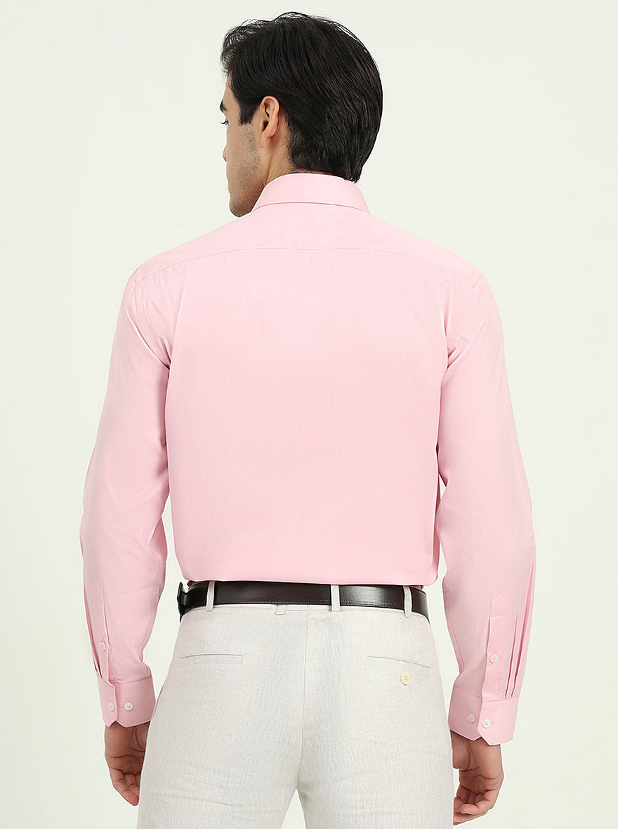 Pink Solid Regular Fit Formal Shirt | Greenfibre