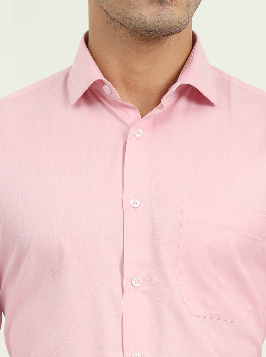 Pink Solid Regular Fit Formal Shirt | Greenfibre