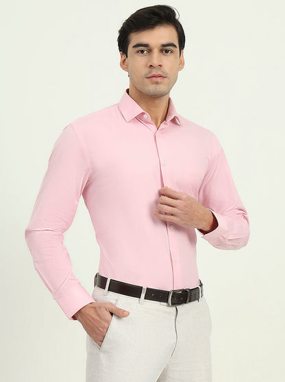 Pink Solid Regular Fit Formal Shirt | Greenfibre