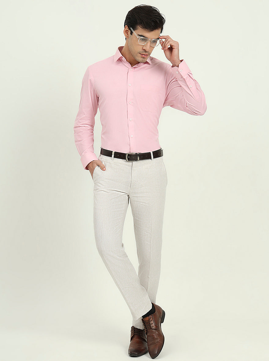 Pink Solid Regular Fit Formal Shirt | Greenfibre