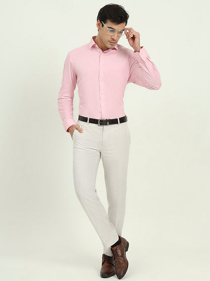 Pink Solid Regular Fit Formal Shirt | Greenfibre