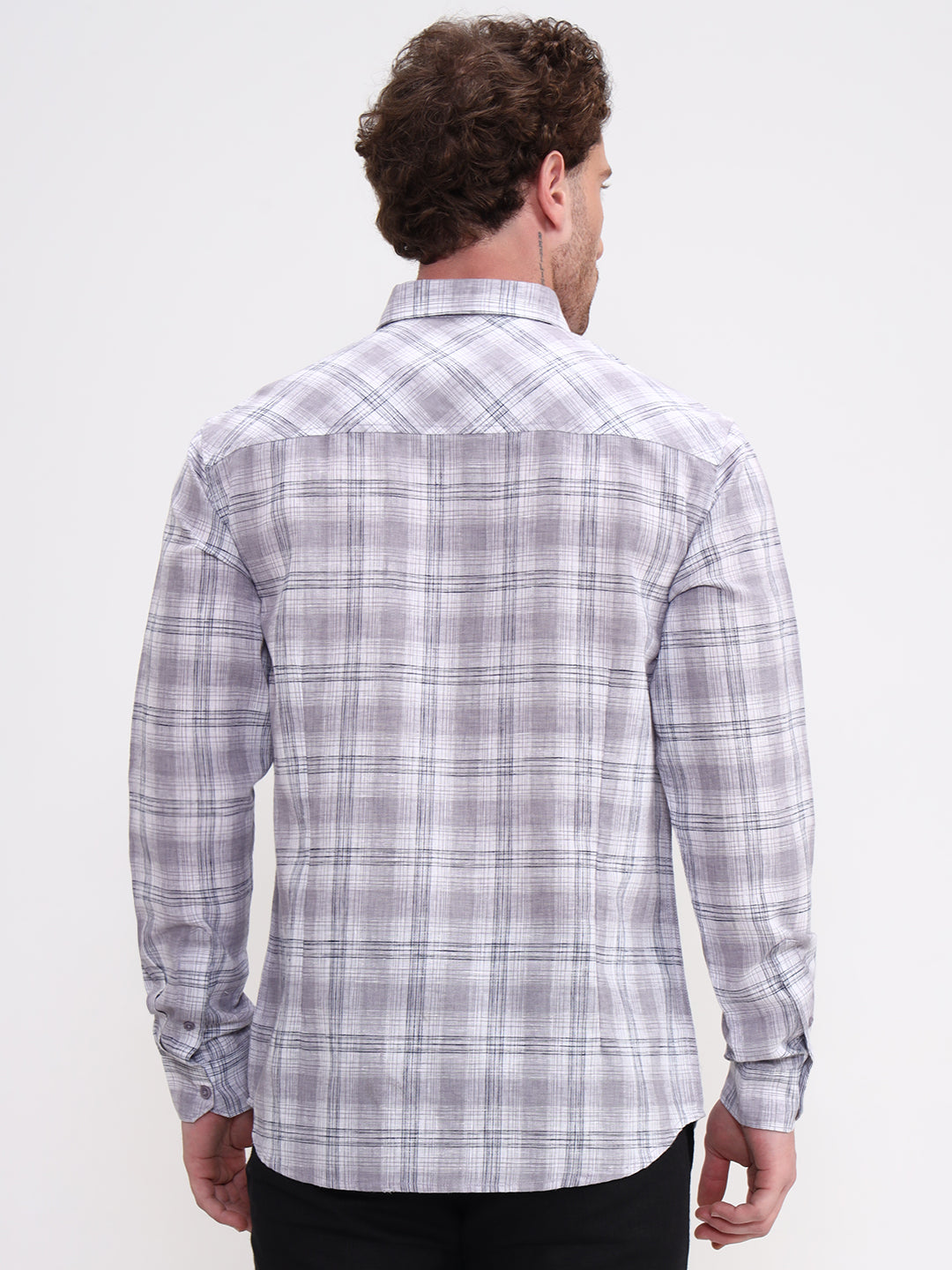 Grey Checked Slim Fit Casual Shirt | Greenfibre