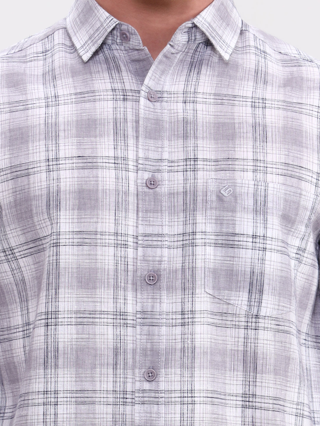 Grey Checked Slim Fit Casual Shirt | Greenfibre