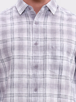 Grey Checked Slim Fit Casual Shirt | Greenfibre