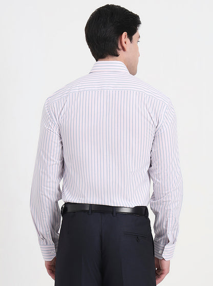 Baby Pink Striped Regular Fit Formal Shirt | JadeBlue