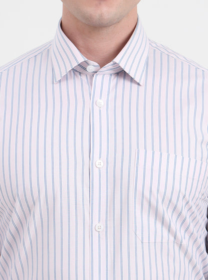 Baby Pink Striped Regular Fit Formal Shirt | JadeBlue