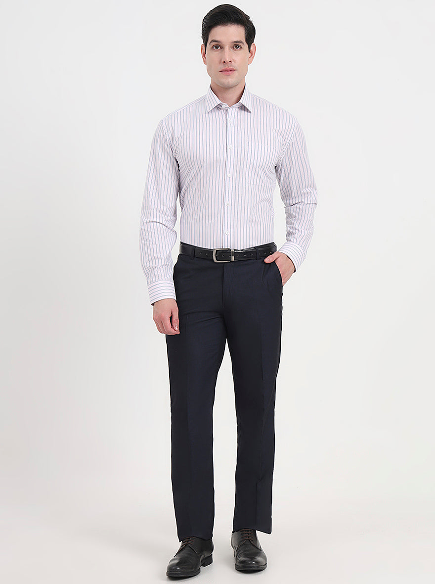 Baby Pink Striped Regular Fit Formal Shirt | JadeBlue
