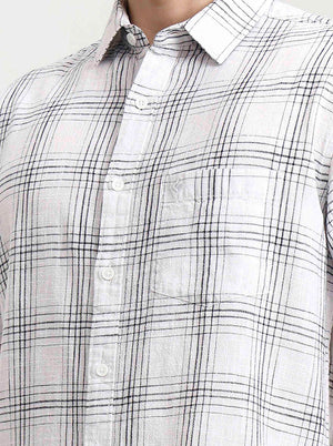 White Checked Slim Fit Casual Shirt | Greenfibre