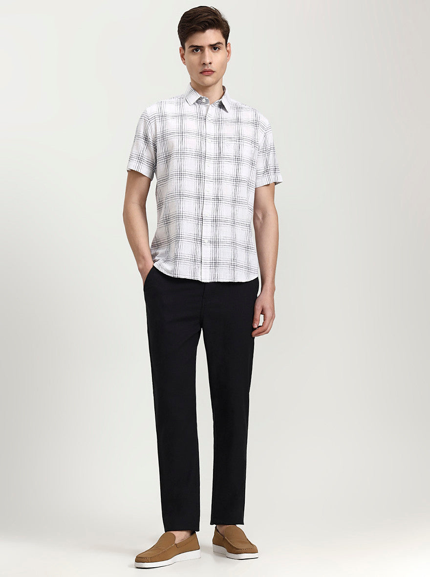 White Checked Slim Fit Casual Shirt | Greenfibre