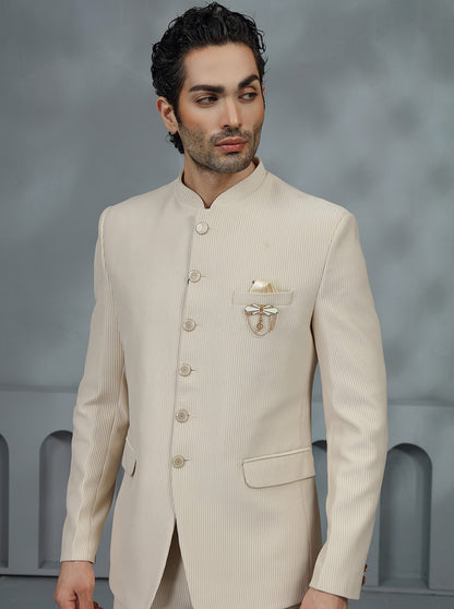 Fawn Solid Jodhpuri Suit | JadeBlue