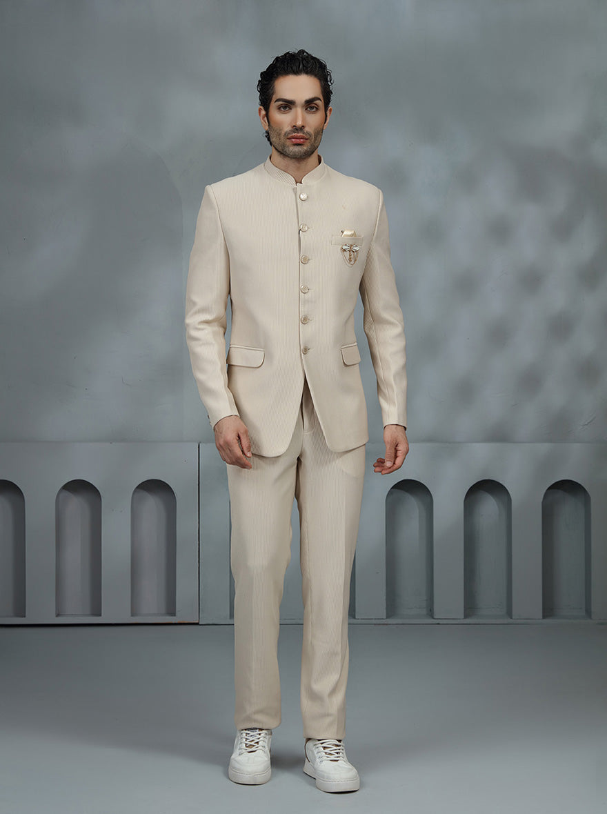 Fawn Solid Jodhpuri Suit | JadeBlue