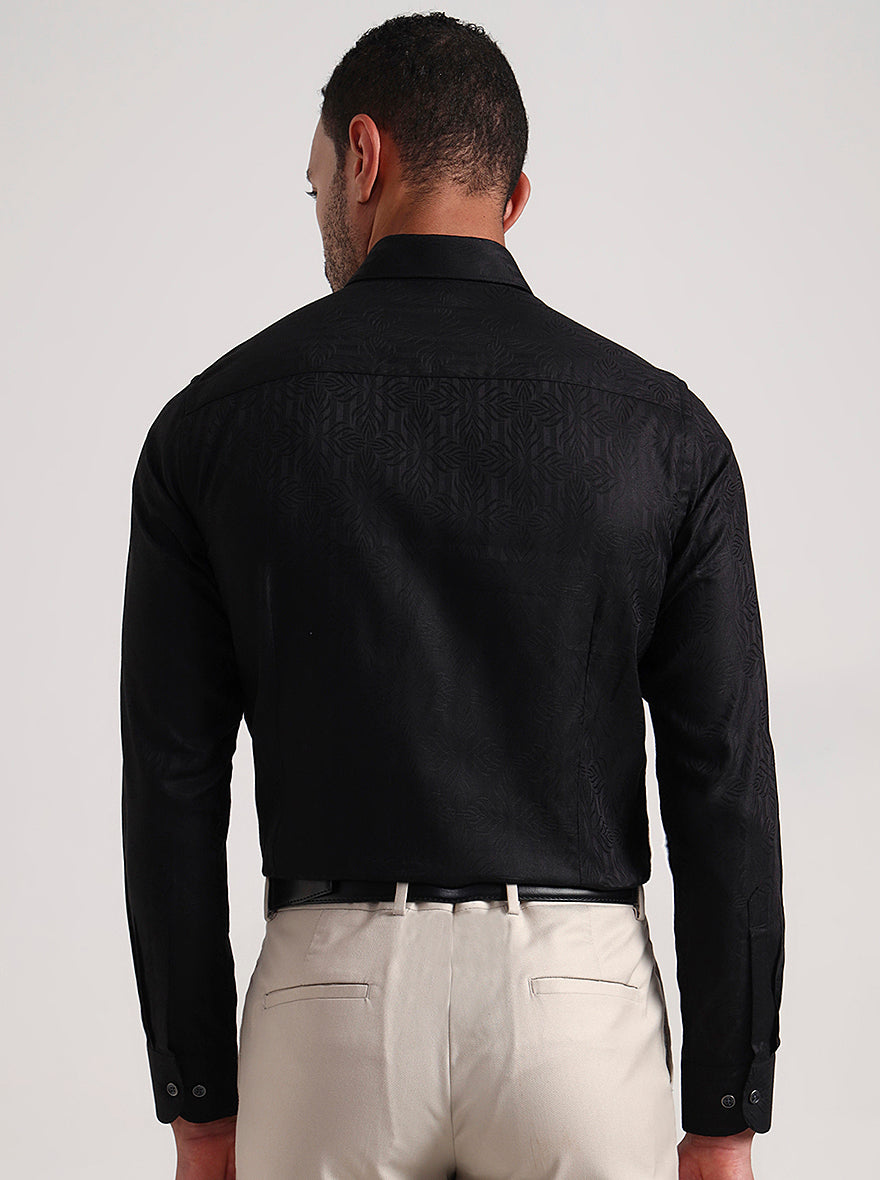 Black Printed Slim Fit Party Wear Shirt | Wyre