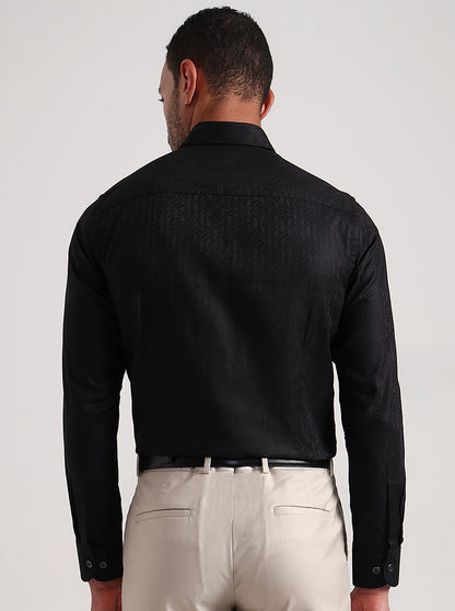 Black Printed Slim Fit Party Wear Shirt | Wyre