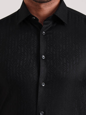 Black Printed Slim Fit Party Wear Shirt | Wyre