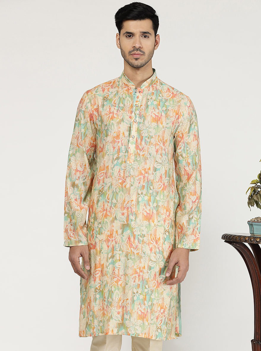 Multicolor Printed Cotton Poly Blend Kurta | The Kurta Company