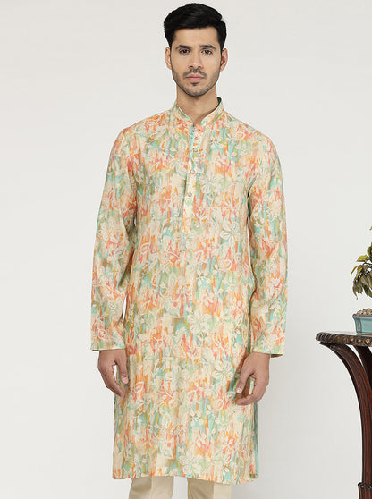 Multicolor Printed Cotton Poly Blend Kurta | The Kurta Company
