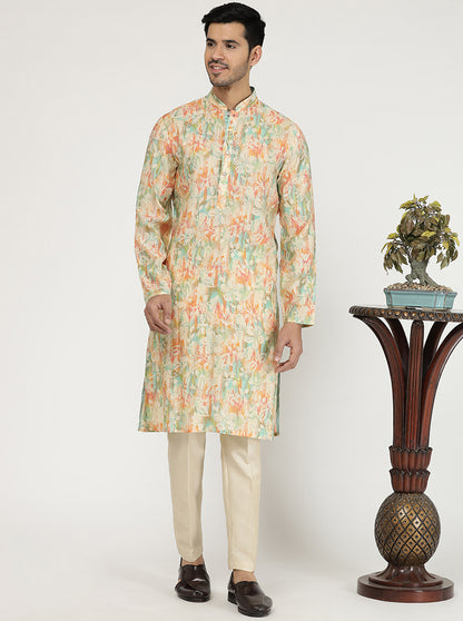 Multicolor Printed Cotton Poly Blend Kurta | The Kurta Company