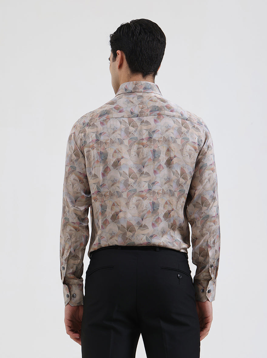 Pista Grey Printed Slim Fit Party Wear Shirt | JadeBlue Super Luxe