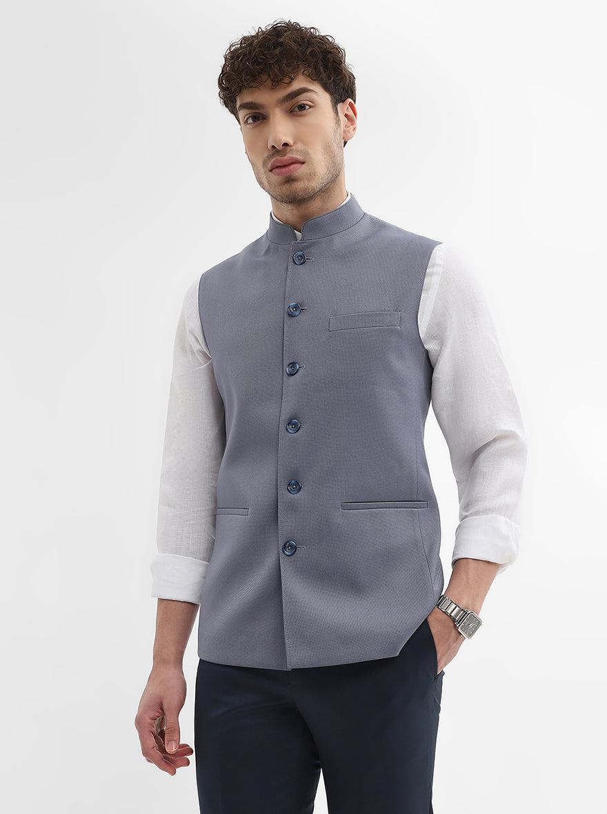 Grey Solid Regular Fit Modi Jacket | JadeBlue