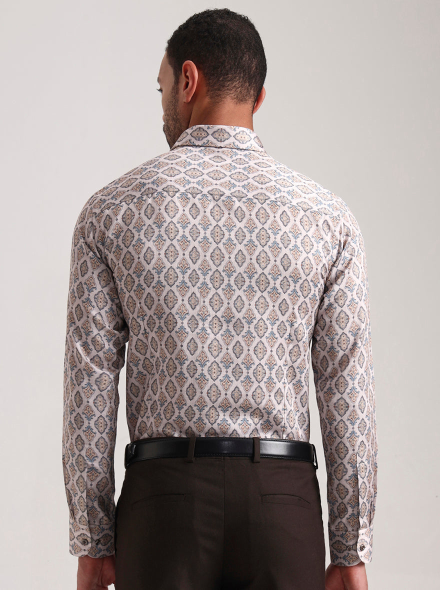 Fawn Printed Slim Fit Party Wear Shirt | Wyre