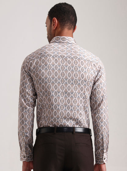 Fawn Printed Slim Fit Party Wear Shirt | Wyre