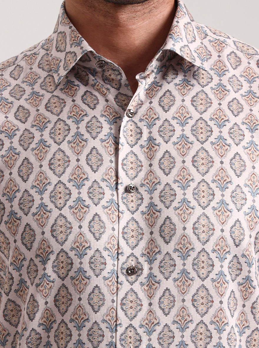 Fawn Printed Slim Fit Party Wear Shirt | Wyre