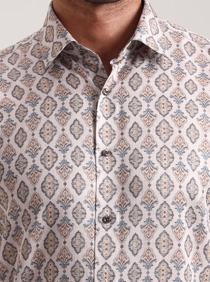 Fawn Printed Slim Fit Party Wear Shirt | Wyre