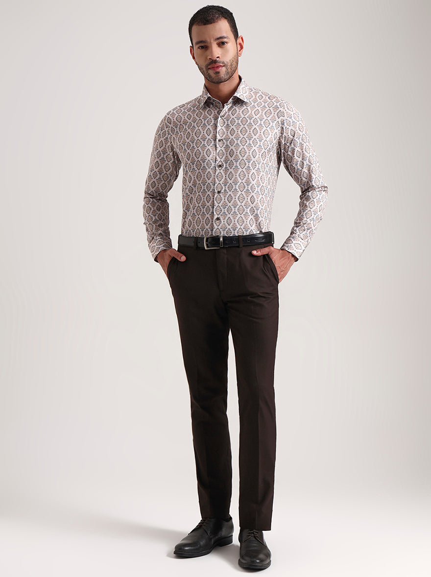 Fawn Printed Slim Fit Party Wear Shirt | Wyre