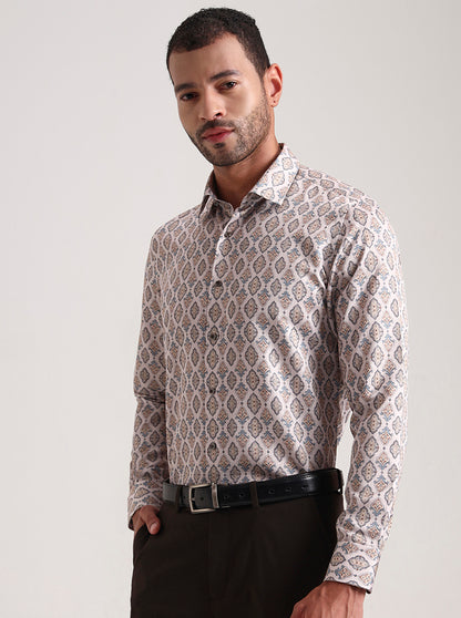 Fawn Printed Slim Fit Party Wear Shirt | Wyre