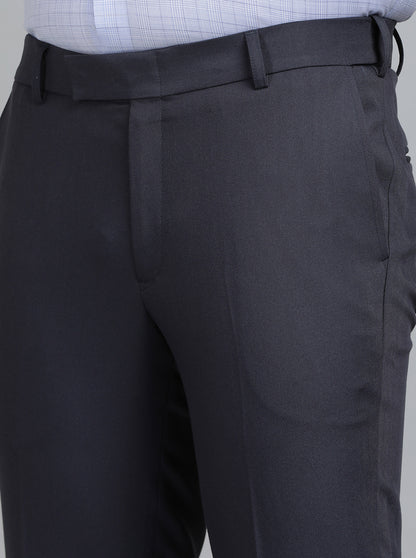 Navy Blue Solid Slim Fit Formal Trouser | Metal